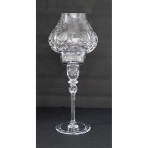 Rogaska Crystal Hurricane Candle Holder Etched Glass Two Piece Pedestal‎ 12 Inch